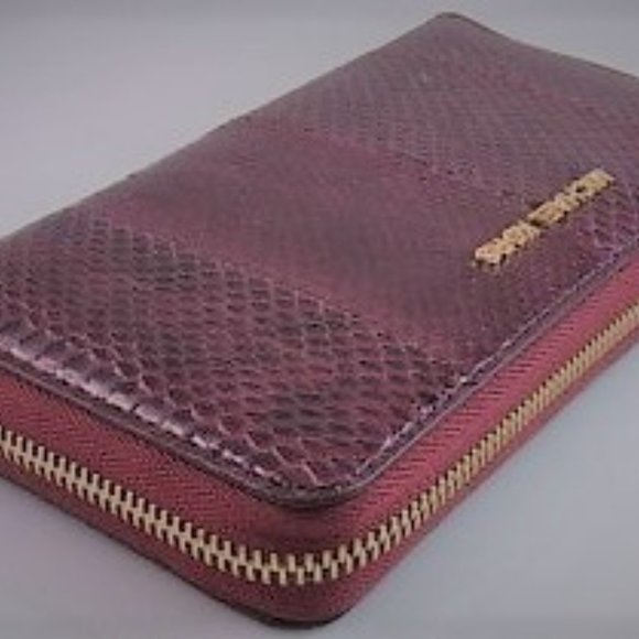 NWT ✅ Michael Kors Mulberry Snakeskin Set: Clutch Wristlet + Matching Wallet NWT - Picture 3 of 16